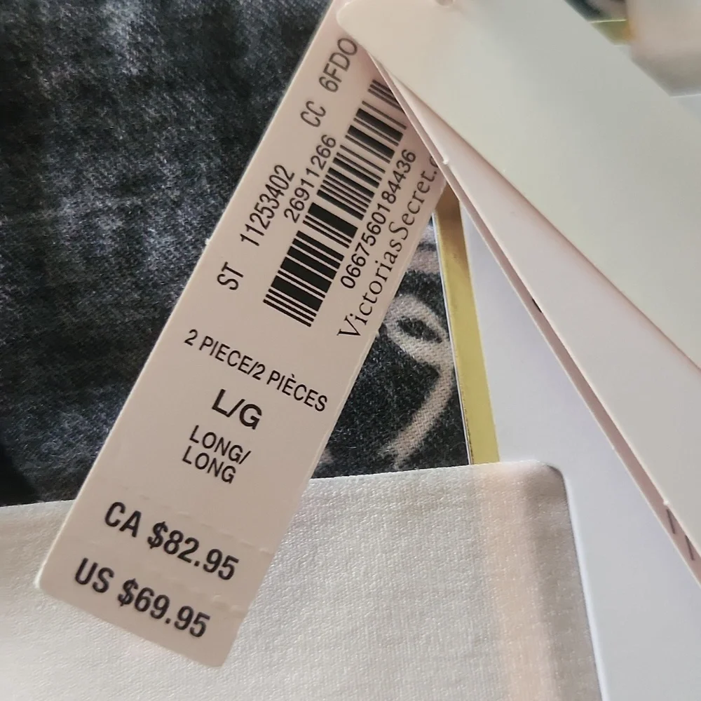 Victoria's Secret Flannel Long Black and Pink Pajama Set - Picture 3 of 4